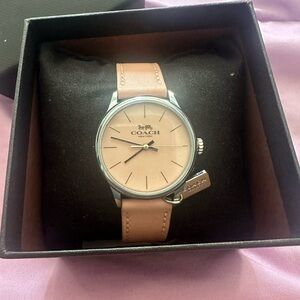 Coach pink Leather Strap Watch